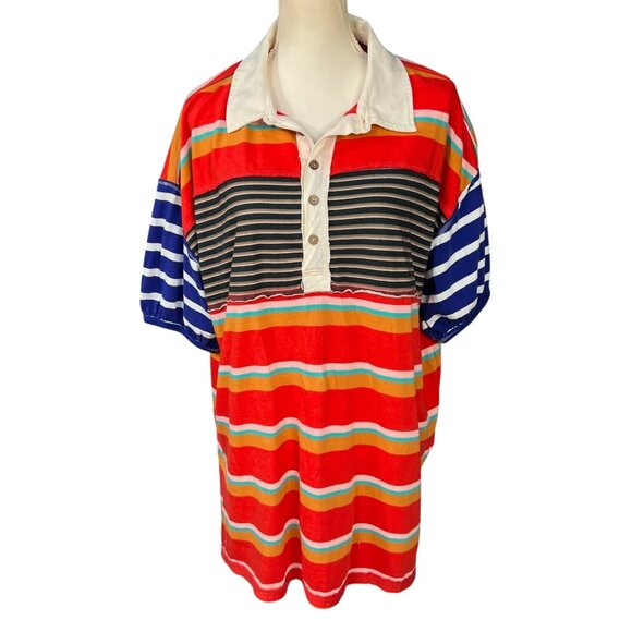 We The Free Free People Women's Multicolor Striped Oversized Tunic Polo Dress M - Picture 1 of 7